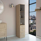Depot E-Shop Magna Linen Cabinet, 3 Shelves, 4 Drawers, Light Pine/White