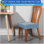 Buyue Fast Installation Dining Room Chair Covers Set Of 4, Luxury Stretch Jacquard Seat Slipcovers For Kitchen Armless Chairs, Rear Gapped- Sky Blue- 4