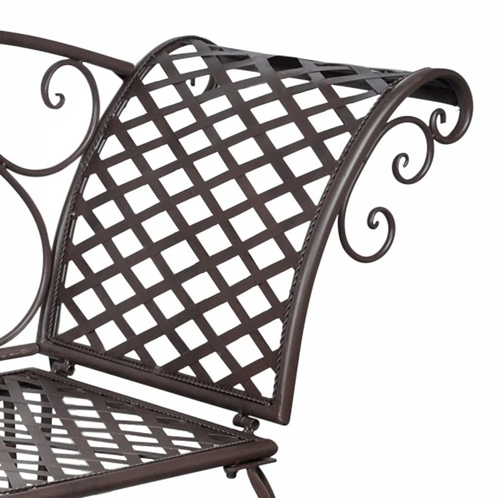 vidaXL Patio Chaise Lounge Antique Brown Iron Scroll-Patterned Ergonomic Garden Furniture 128x128x88cm
