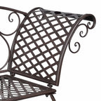 vidaXL Patio Chaise Lounge Antique Brown Iron Scroll-Patterned Ergonomic Garden Furniture 128x128x88cm