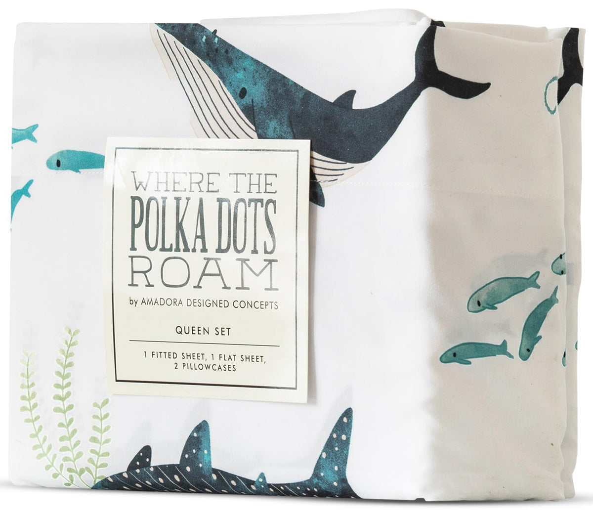 Where The Polka Dots Roam Nautical Ocean Full Bedding Set - 4 Piece Super Soft Kids Bed Set With Fitted Sheet, Flat Sheet, And P