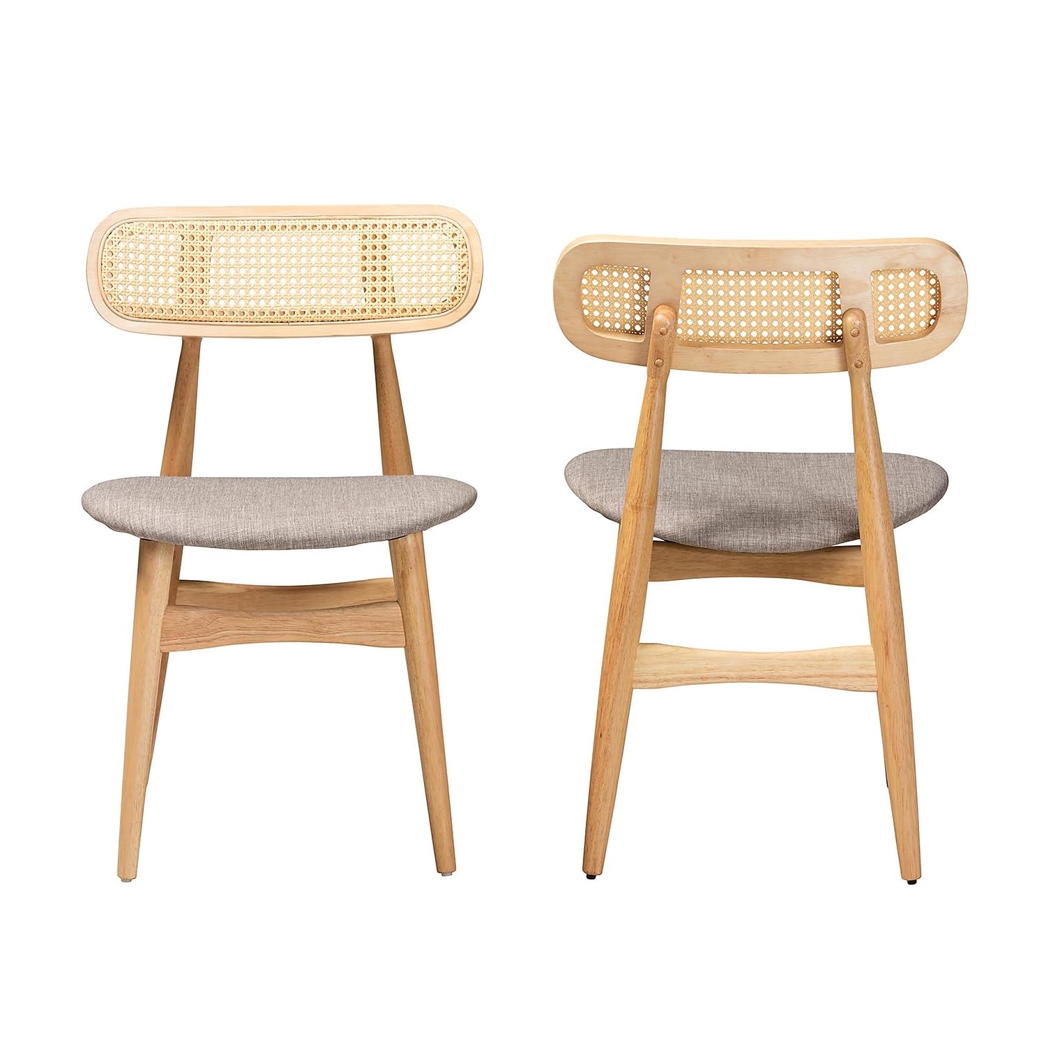 Baxton Studio Tarana Mid-Century Fabric Dining Chair, Grey/Natural Oak/Light Brown, 2/Set (234-2P-13293-HT)