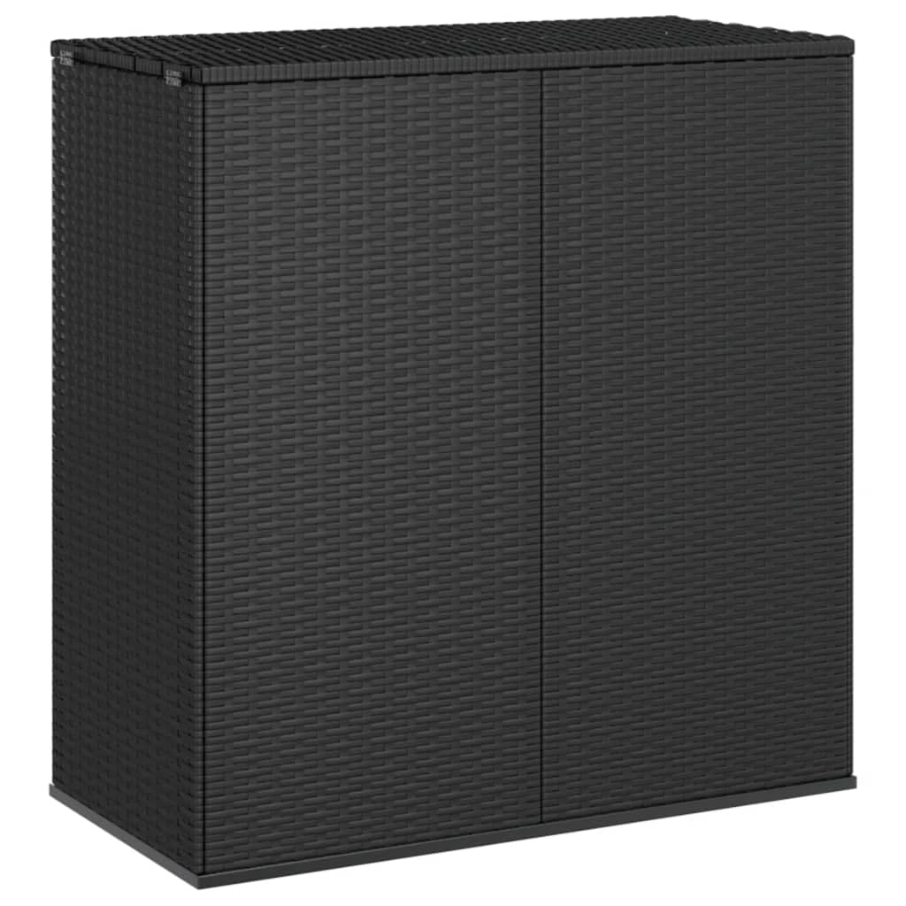 vidaXL PE Rattan Black Patio Cushion Box with Powder Coated Steel Frame - Spacious Outdoor Storage Solution for Cushions, Pillow