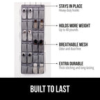 Gorilla Grip Over The Door Shoe Organizer, 2 Pack, 24 Breathable Mesh Pockets, Space Saving Hanging Storage Holder, Closet Rack Hanger Holds Up To 40 Lbs, Hangs On Closets, Shoes, Accessories, Gray