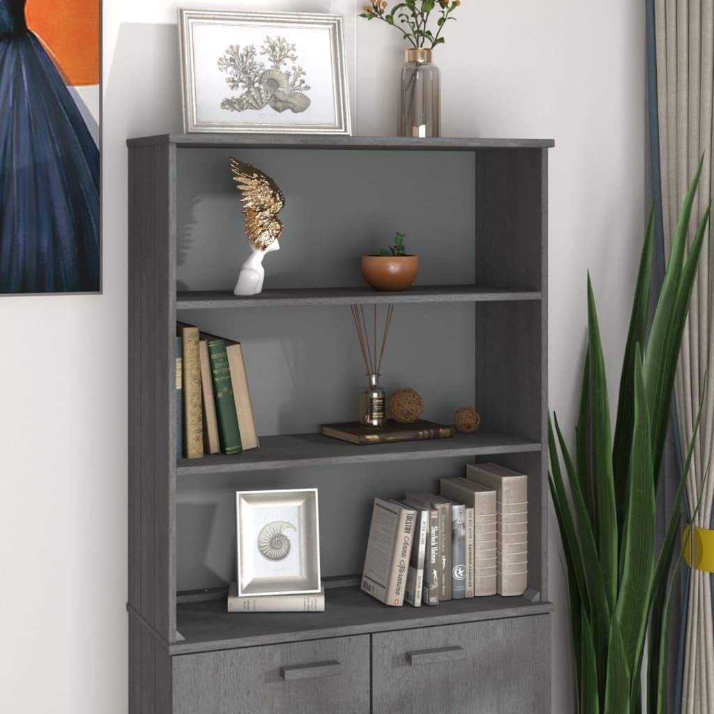 vidaXL Solid Pine Wood Highboard Top, HAMAR Collection, Dark Gray Color, Spacious Shelving, Dimension: 33.5&quot; x 13.8&quot; x 39.4&quot;