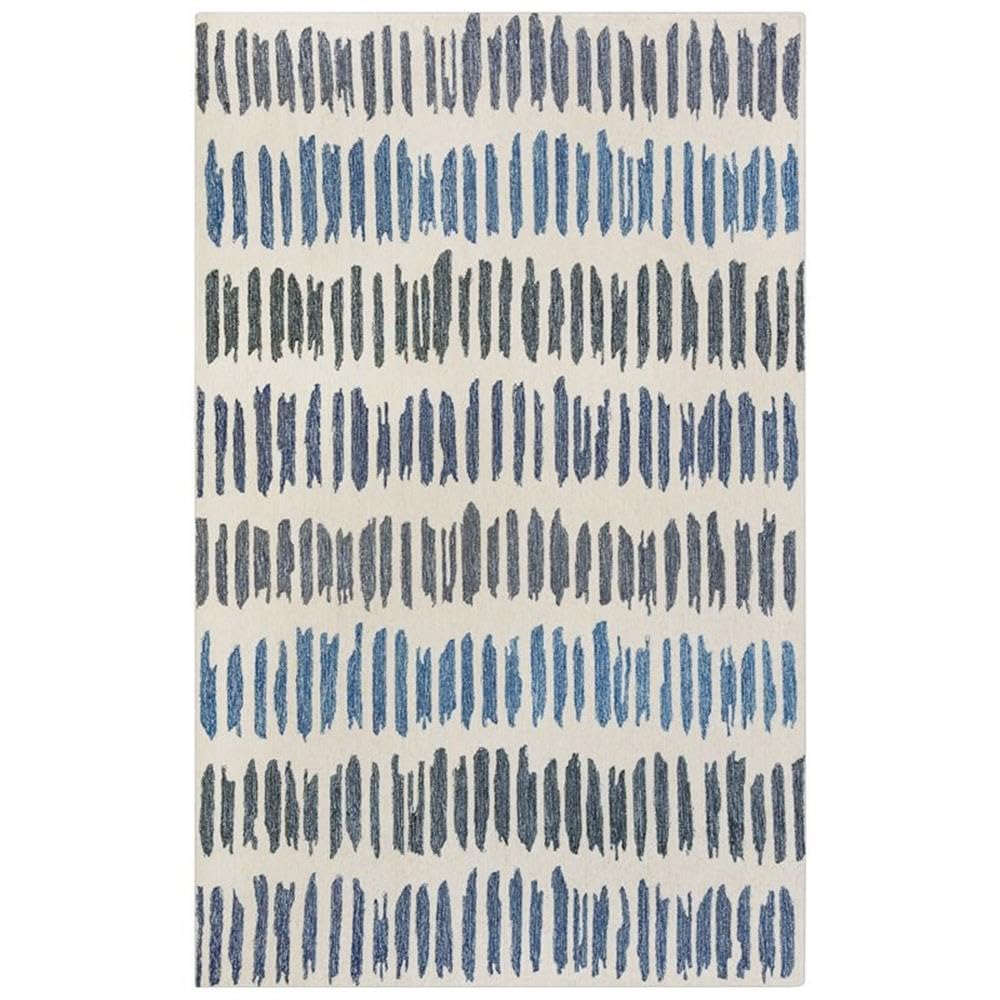 Alora Decor Rivera 8'9" X 11'9" Stripe Ivory/Blue/Ivory/Charcoal Area Rug
