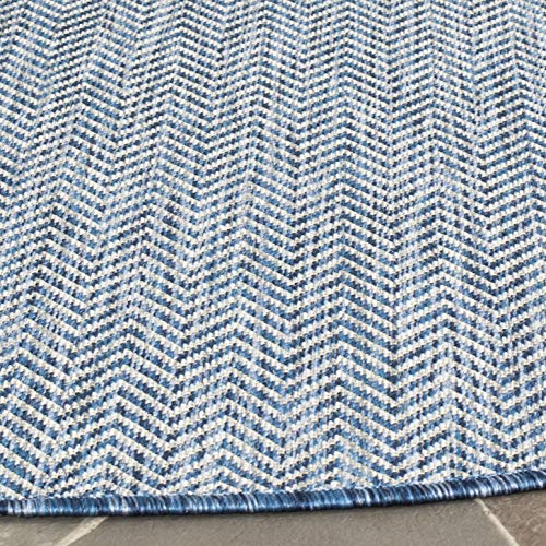 Safavieh Courtyard Collection Area Rug - 10' Round, Navy & Grey, Non-Shedding & Easy Care, Indoor/Outdoor & Washable-Ideal For Patio, Backyard, Mudroom (Cy8022-36821)