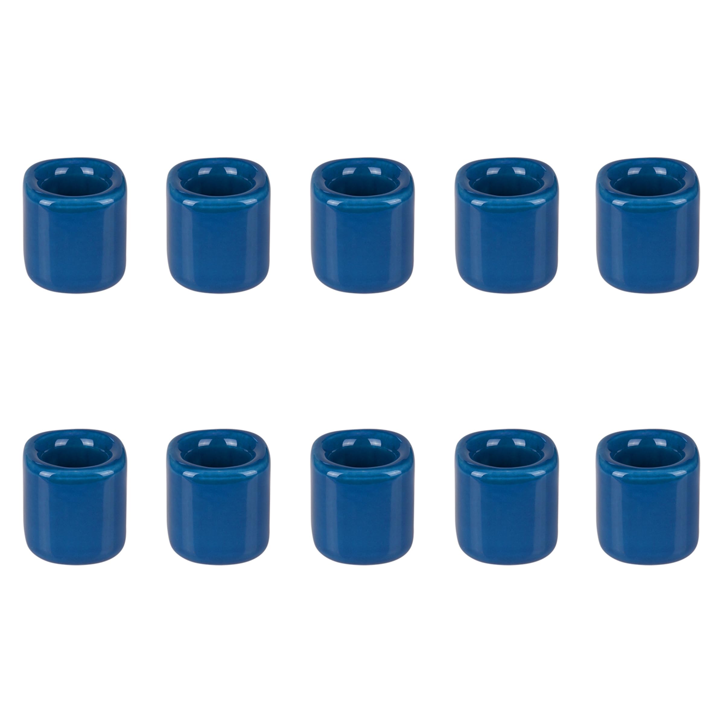 Mega Candles 10 pcs Dark Blue 1/2 Inch Diameter Ceramic Chime Ritual Spell Candle Holders, Great for Casting Chimes, Meditation,