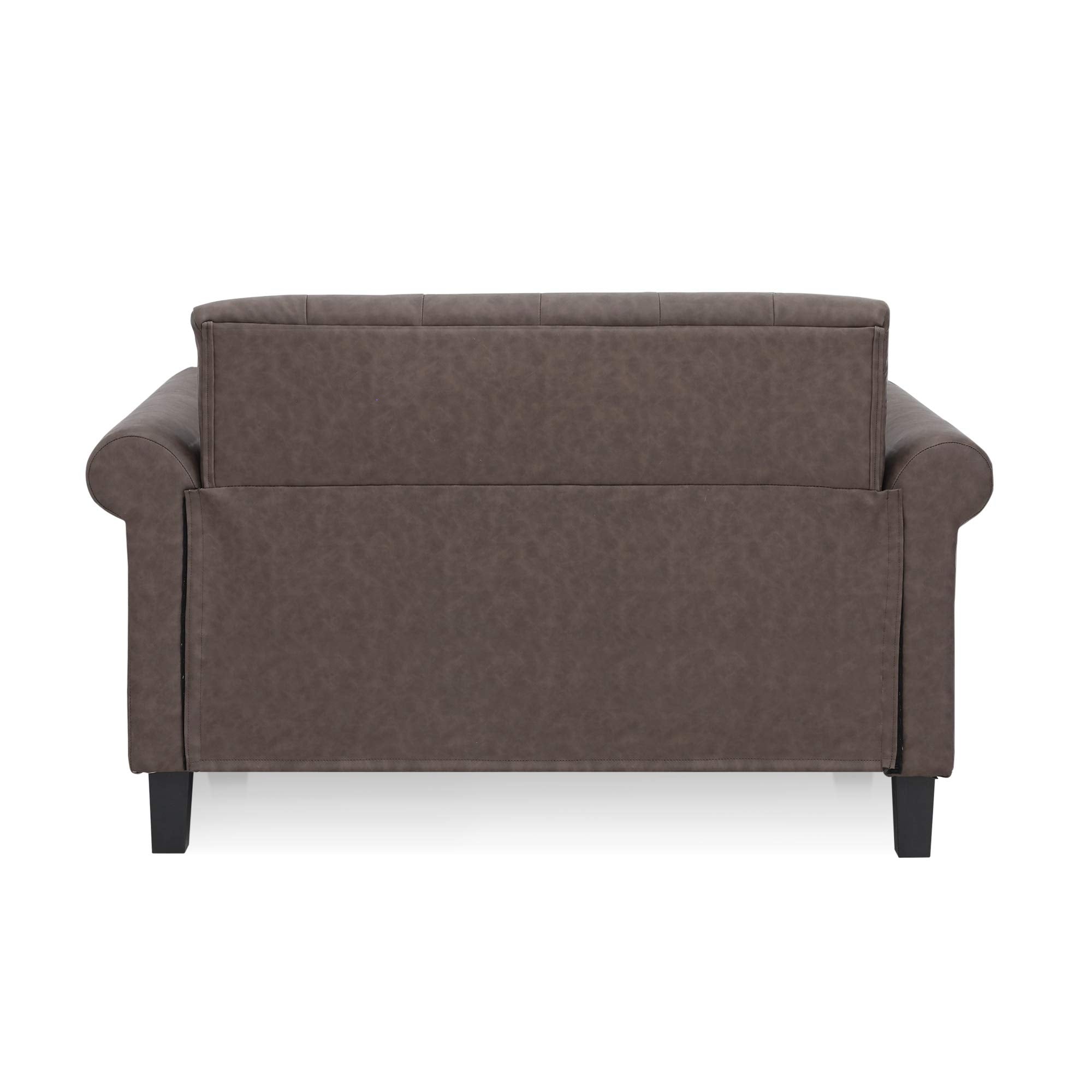 Furinno Bastia Vintage Modern Chesterfield Button Tufted Loveseat/Sofa Couch For Living Room, Brown Faux Leather