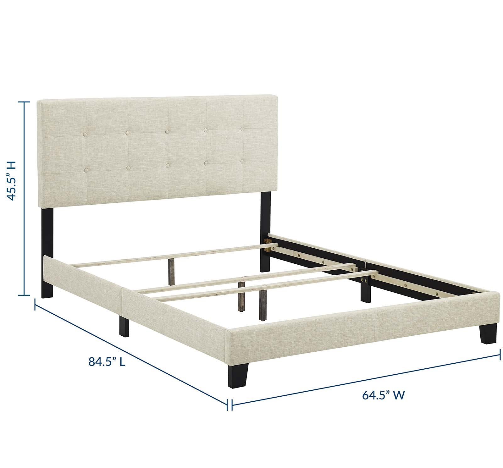 Modway Amira Tufted Fabric Upholstered Queen Bed Frame With Headboard In Beige