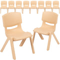 Flash Furniture Whitney 10 Pack Natural Plastic Stackable School Chair with 10.5 Seat Height