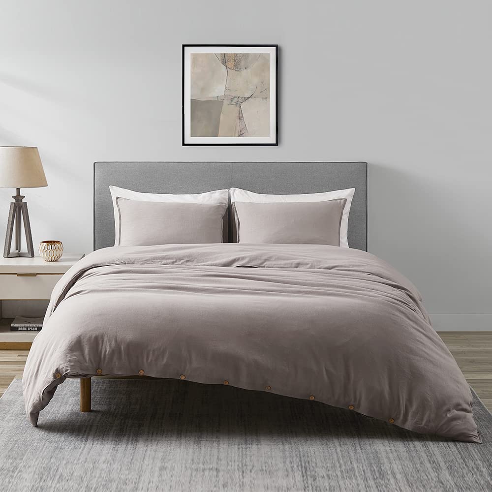 Dapu Linen Duvet Cover Set - French Linen Cotton Blend Natural Flax Soft Breathable Bedding 3 Pcs Set - 1 Duvet Cover 2 Pillowca