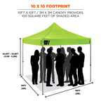Pop Up Canopy Tent, Heavy Duty, 10' x 10' Area, Peak Height 14', Includes Wheeled Bag, Ergodyne Shax 6000, Lime