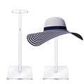 RSSCIIIUL Acrylic Hat Stand and Wig Display Rack, 2pcs 17 Clear Hat Stands for Display, Adjustable Height Hat Holder, Square Bar