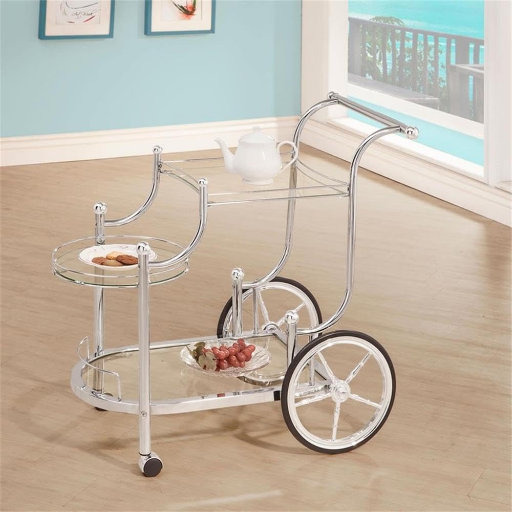 Coaster Home Furnishings Sarandon 3-Tier Serving Cart Chrome and Clear