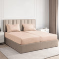 Split King Size 5 Piece Bedding Sheet Set - Breathable & Cooling - Hotel Luxury Bed Sheets Set - Easy Fit - Soft, Wrinkle Free & Comfy Cream Pink Oeko-Tex Bedding Sheets - Deep Pockets 5 Piece Set