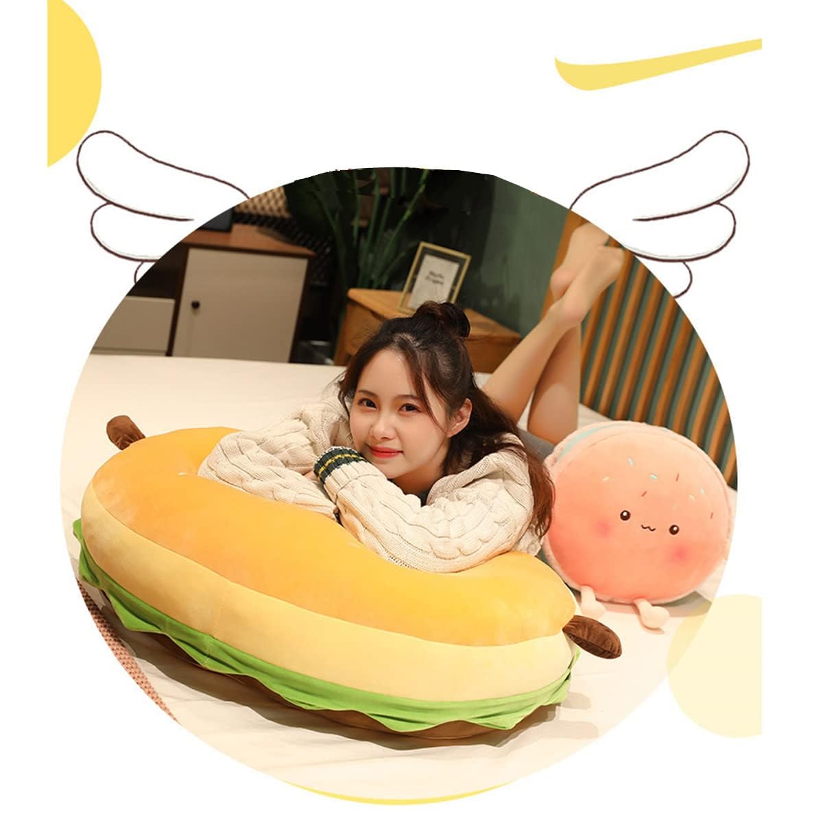 Goylmc Hamburger Plush Pillow - Hamburger Stuffed Pillow - Food Plush Pillow - Home Decoration Christmas Birthday Gift For Kids