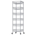 SINGAYE 6 Tier Wire Shelving Unit with Baskets Storage Rack Corner Shelf Shelving Adjustable Storage Shelf, 13.4 D x 13.4 W x 62