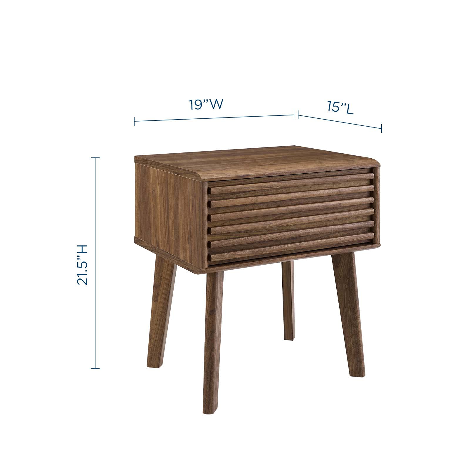 Modway Render Mid-Century Modern End Table or Nightstand in Walnut