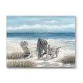 TAR TAR STUDIO Abstract Seascape Canvas Wall Art: Beach Chair on Sand Painting Print for Bedroom (24 W x 18 H, Multiple Sizes/Ma