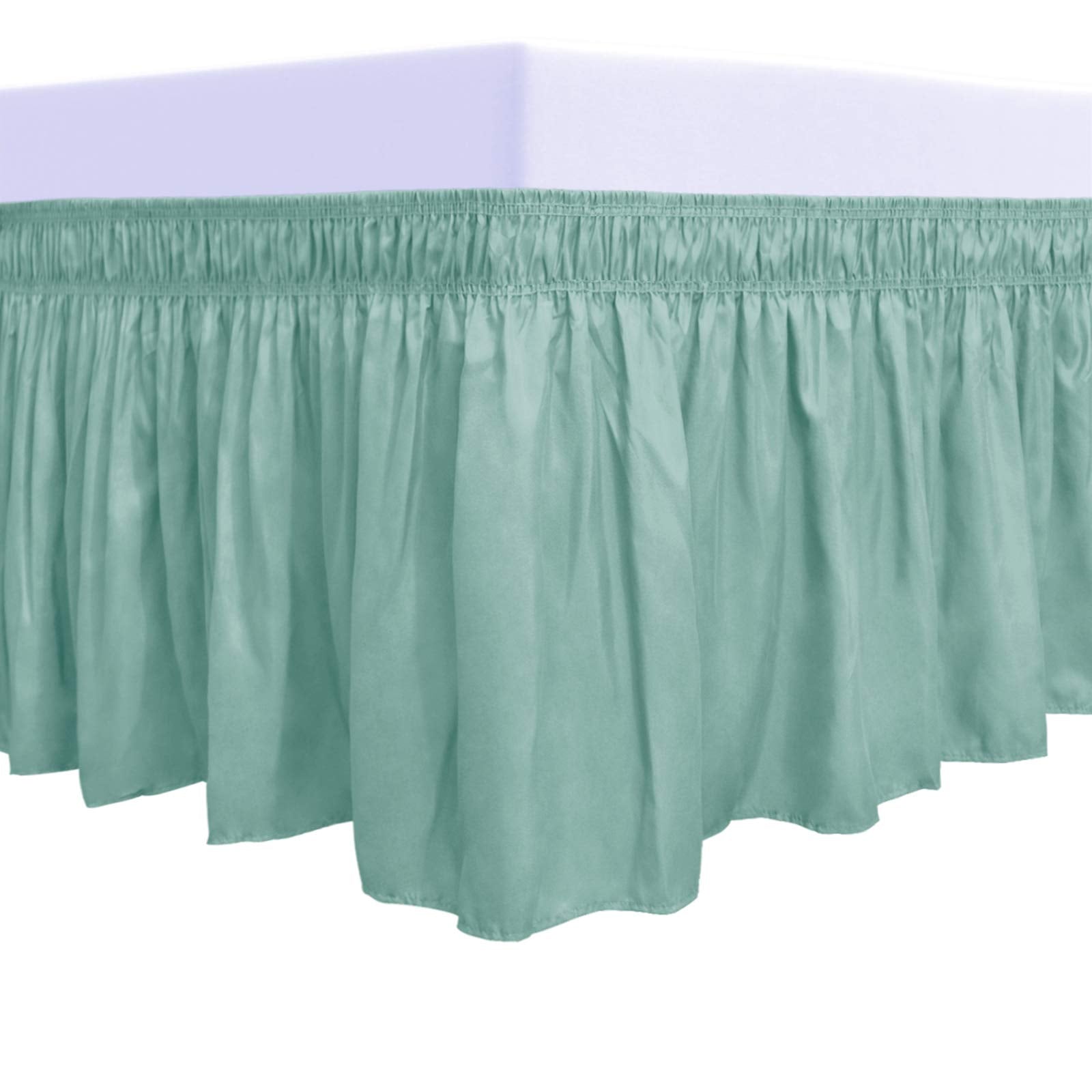 Purefit Wrap Around Ruffled Bed Skirt With Adjustable Elastic Belt - 14 Inch Drop Easy To Put On, Wrinkle Free Bedskirt Dust Ruffles, Bed Frame Cover For Twin, Twin Xl And Full Size Beds, Lavender