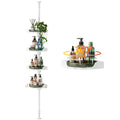 AKINBAS 360 Rotating Shower Caddy Tension Pole with 4Tier Rustproof Lazy Susan 35128 Inch No Drilling Coner Shelves Adjustable