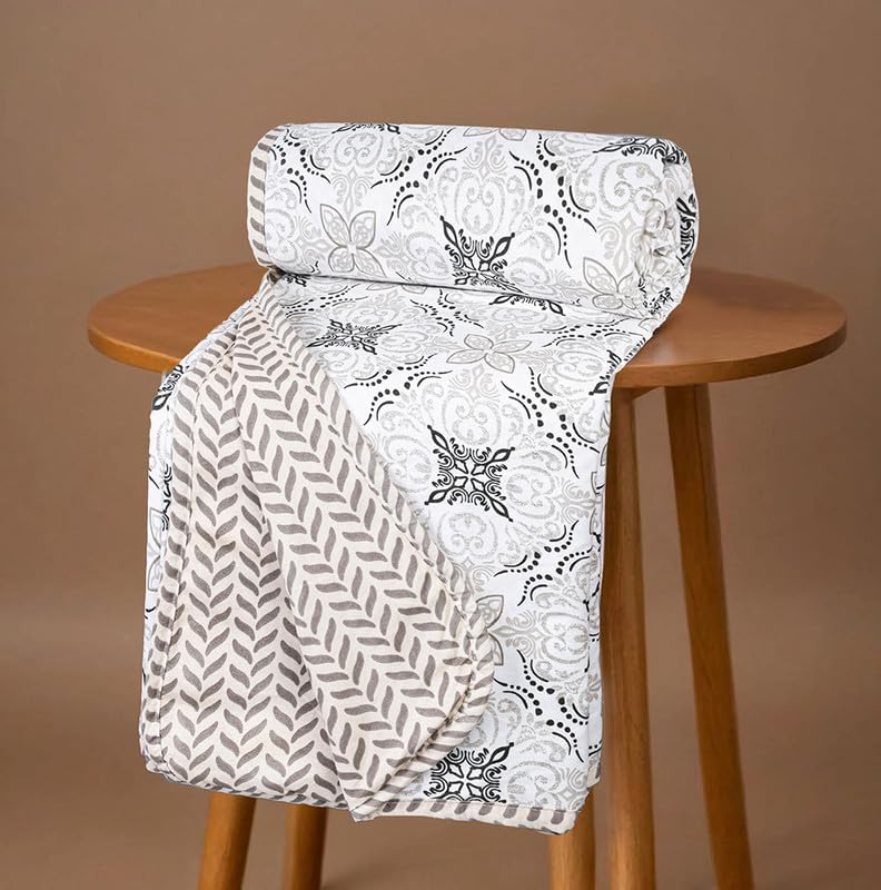 HOMEKART Super Soft Cotton Printed Dohar |AC Blanket| Quilt/Duvet for Single Bed (60 x 86 inches) |Lightweight, Durable & Skin F