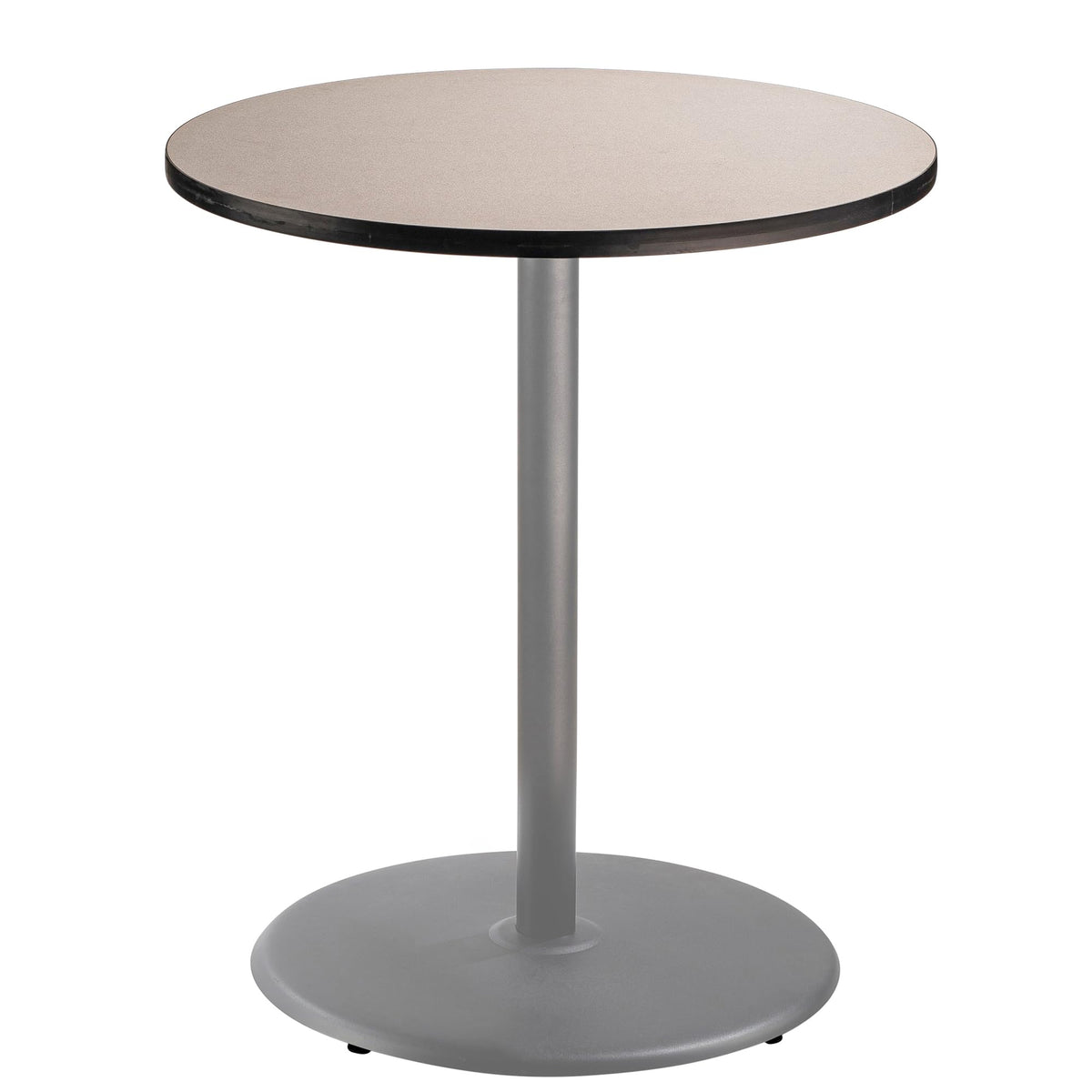 National Public Seating Nps 36&Quot; Round Cafe Table With Round Base, 42&Quot; Height, Particleboard Core/T-Mold, Grey Nebula Top, Grey Frame