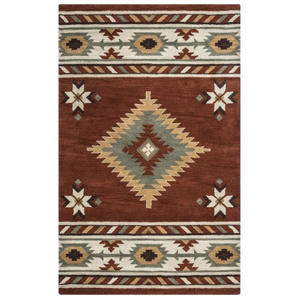 Rizzy Home Alora Decor Ryder 5' X 8' Tribal Rust/Khaki/Navy/Sage Hand-Tufted Area Rug