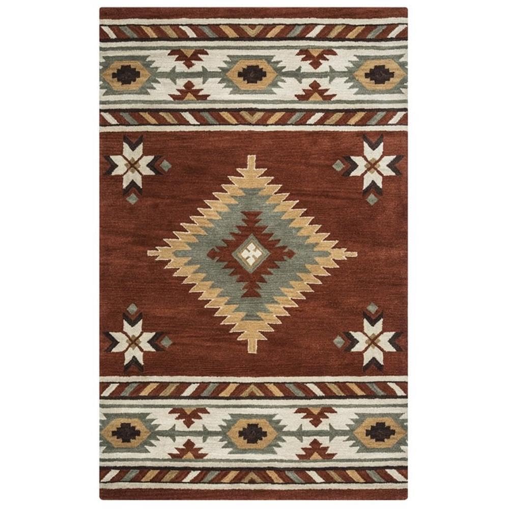 Rizzy Home Alora Decor Ryder 10' X 14' Tribal Rust/Khaki/Navy/Sage Hand-Tufted Rug