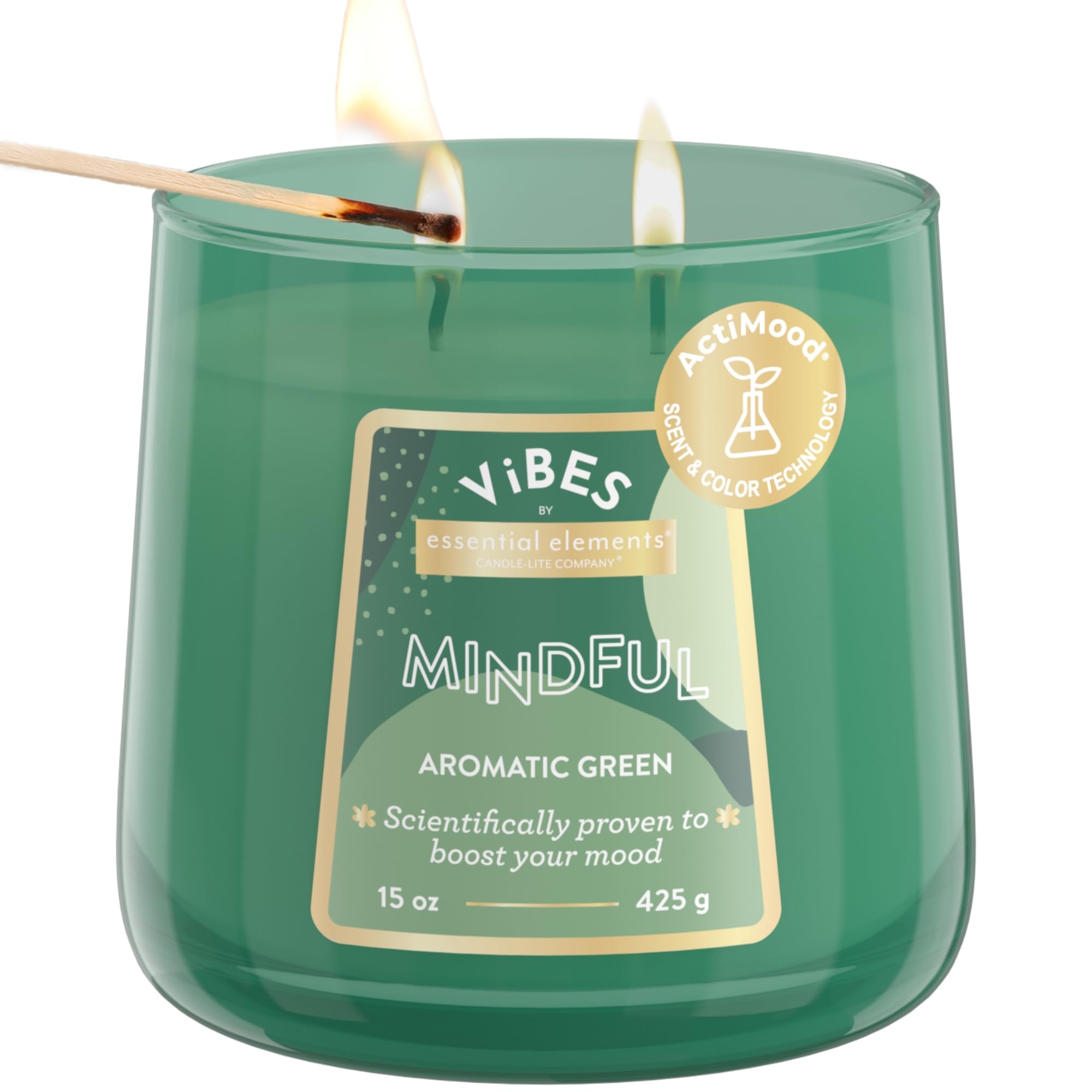 Candle-Lite Vibes Aromatic Green Scented Candles, Perfect Relaxation Mothers Day Gifts for Mom, Aromatherapy Mood-Enhancing, 15 