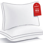 Premium Pillows Queen Size Set Of 2, Fluffy And Supportive 7D Down Alternative Bed Pillows, Luxury Soft Hotel Quality Gusseted P