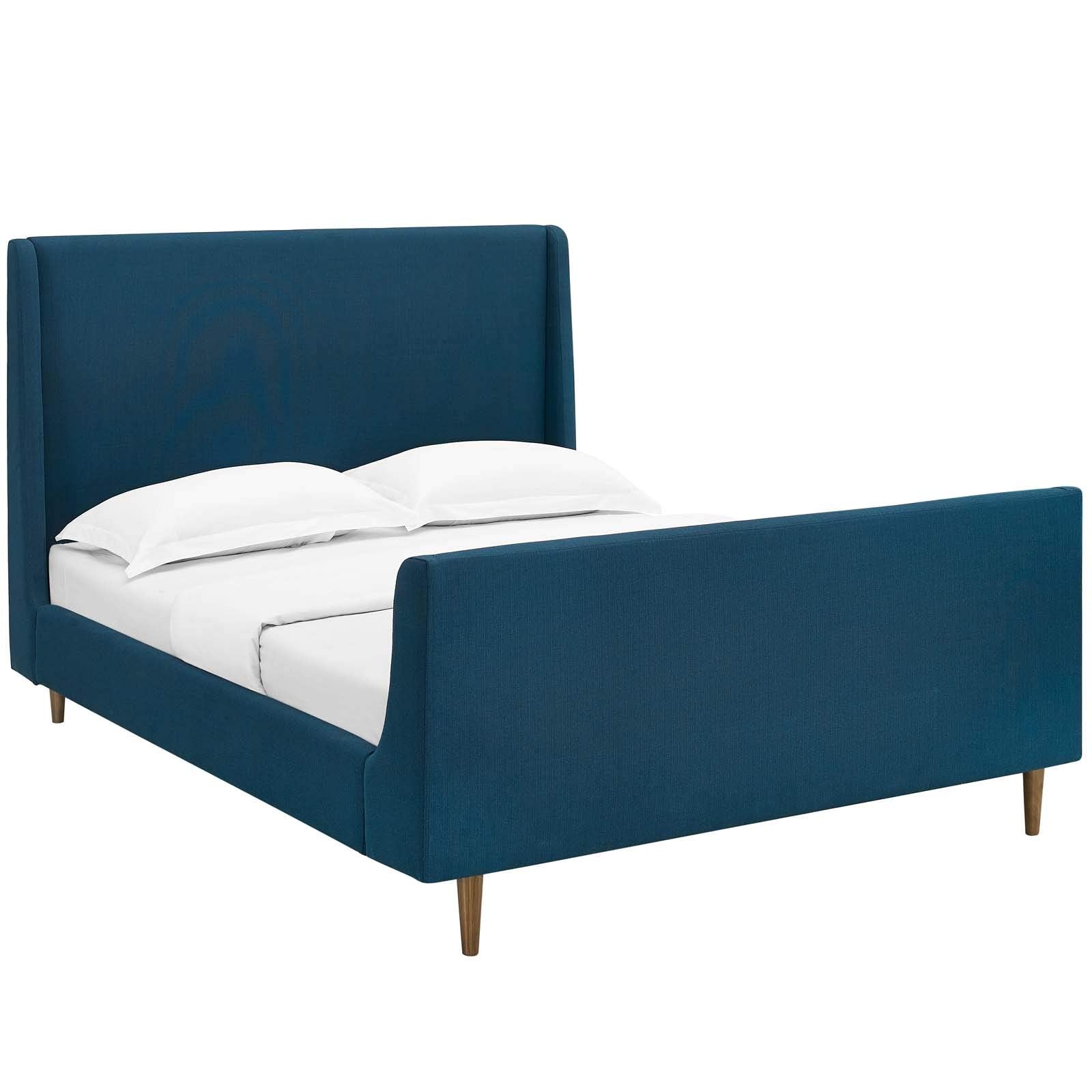 Modway Aubree Upholstered Fabric Sleigh Queen Platform Bed In Azure