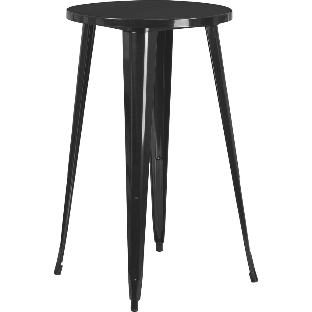 Flash Furniture Commercial Grade 24" Round Black Metal Indoor-Outdoor Bar Table Set with 4 Cafe Stools