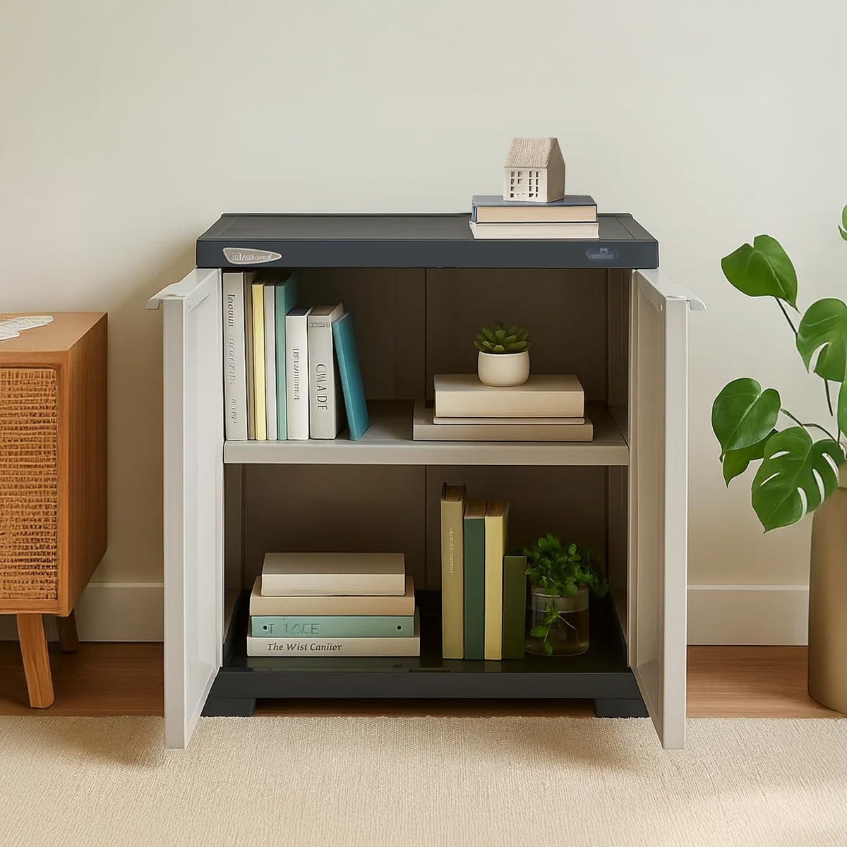 Nilkamal Spacemax 2 Shelves Plastic Bookshelf With 3Year Warranty| Multipurpose Storage Cabinet & Book Rack For Home | Durable,