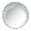 Acme Nysa Round Wall Decor with LED Light in Mirrored and Faux Crystals