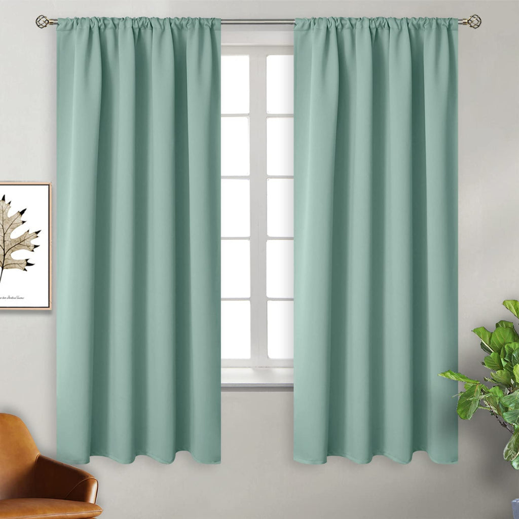 Bgment Rod Pocket Blackout Curtains For Bedroom 63 Inches Length - Thermal Insulated Room Darkening Curtain For Living Room, Light Sage, 42 X 63 Inch, 2 Panels