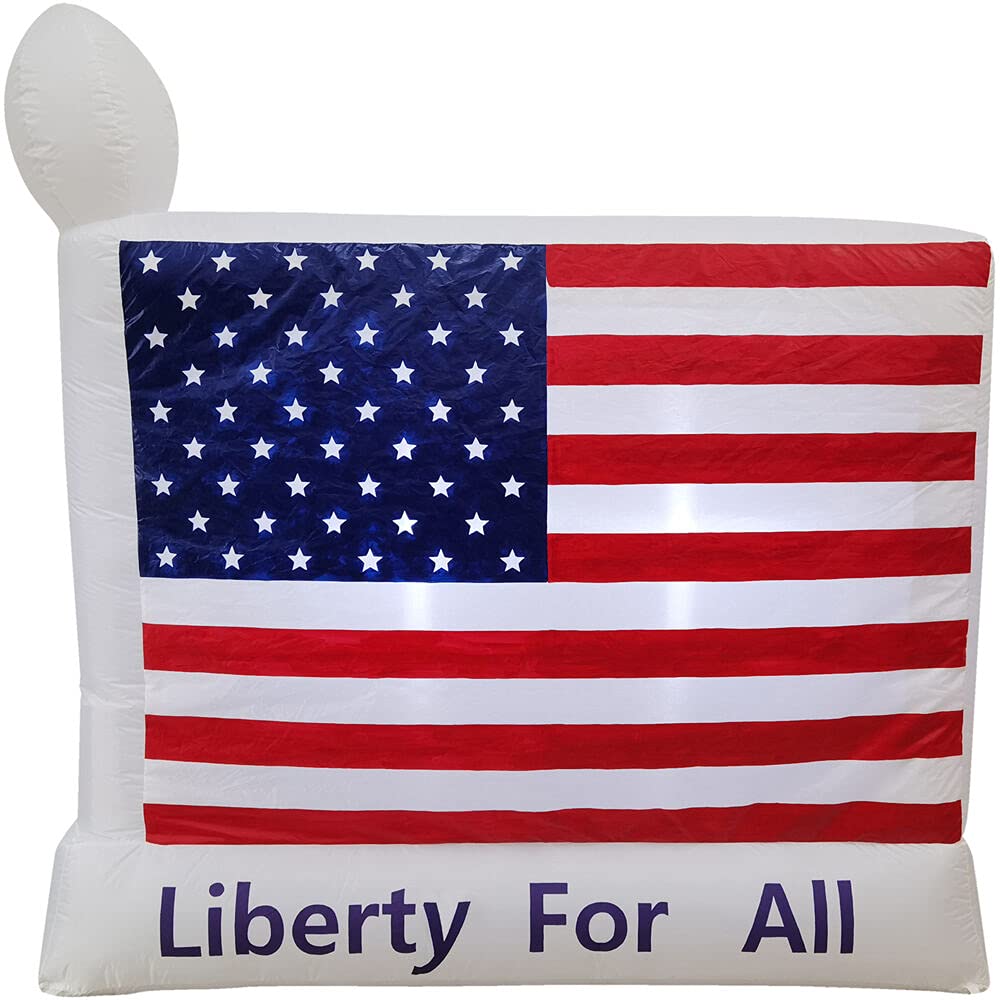 Fraser Hill Farm 6-Ft. Wide American Flag - Liberty For All, Outdoor Blow Up Inflatable With Lights, Fhinamflag061-L