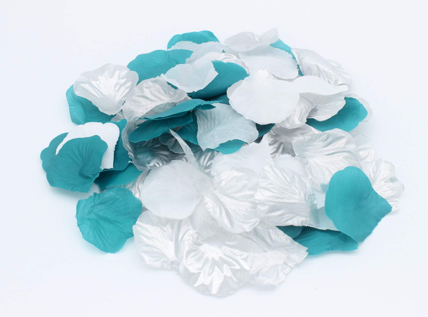 900Pcs Teal Silver White Silk Rose Petals Turquoise Aqua Artificial Flower Petals For Wedding Party Table Confetti Aisle Runner