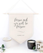The Cotton & Canvas Co. Forgive And You Will Be Forgiven, Luke 6:37 Bible Verse, Religious, Scripture Hanging Wall Canvas Banner