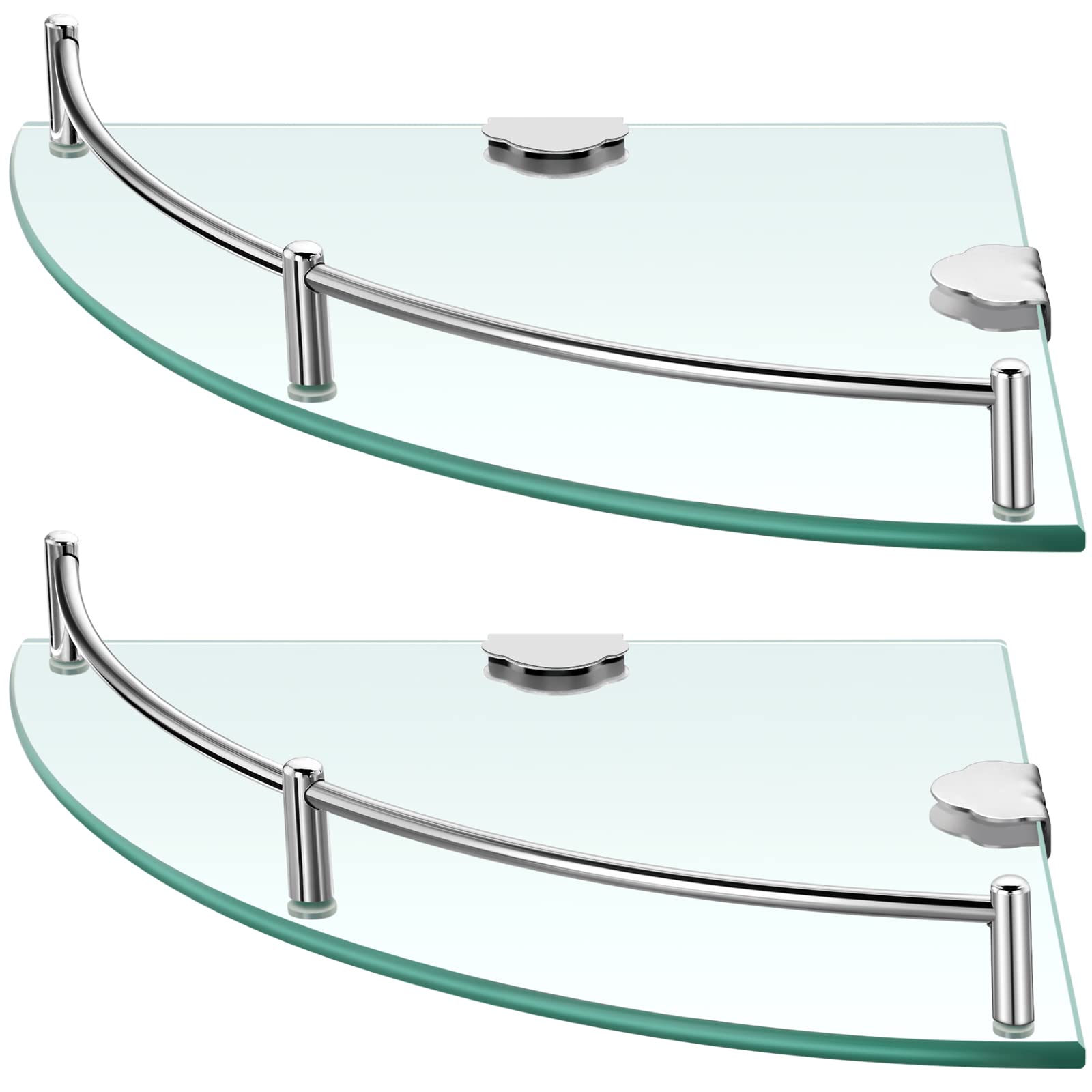 2 Pcs Corner Shower Shelf 2-Tier Glass Corner Shelf Stainless Steel Wall Mounted Corner Bathroom Organizer for Storing Bottle Sh