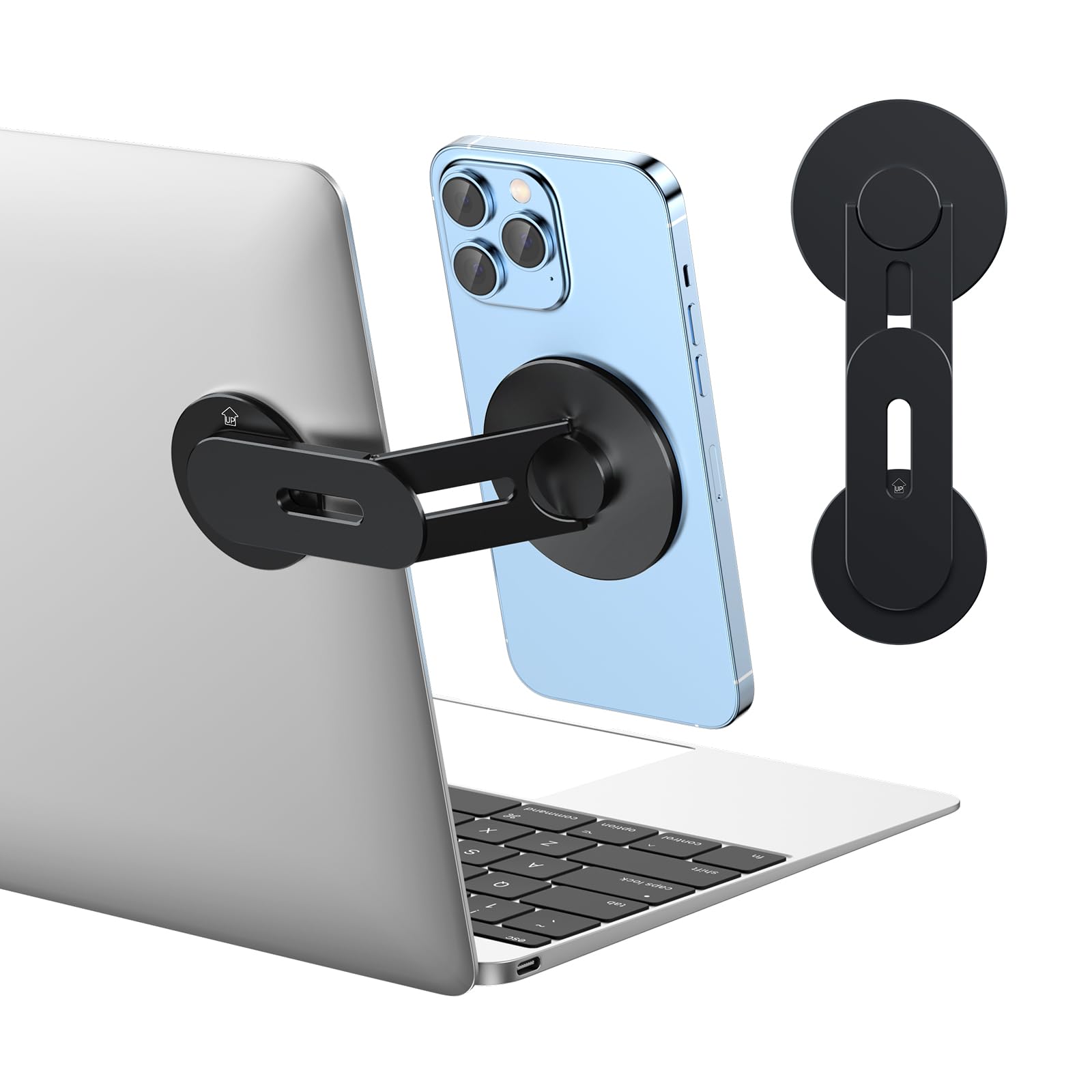 Magdigiteh Magnetic Phone Holder For Laptop For Magsafe For Iphone 16/15/14/13/12 & All Phones, 180Adjustable Phone Side Mount F