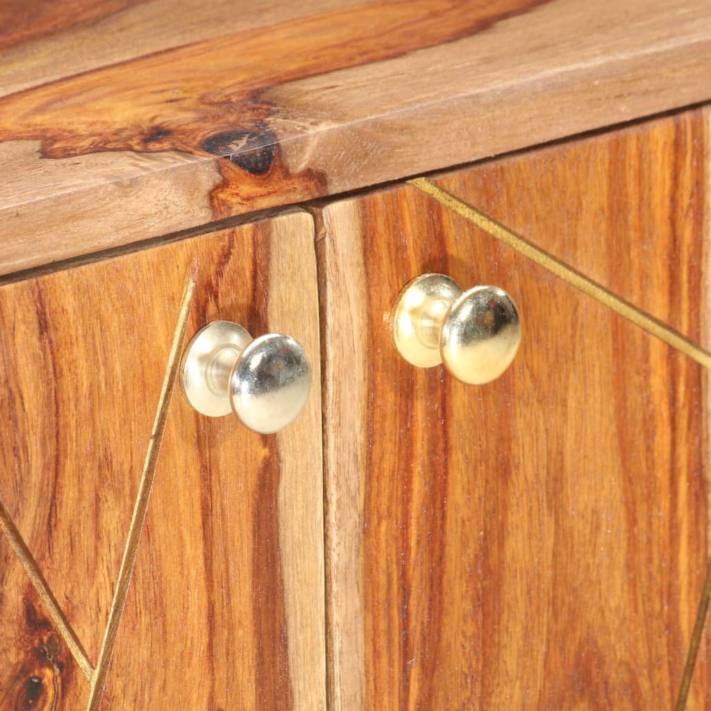 vidaXL Solid Mango Wood Sideboard with Distinctive Wood Grains & Generous Storage Space, Vintage Industrial-Style Decorative Table - Brown and Black