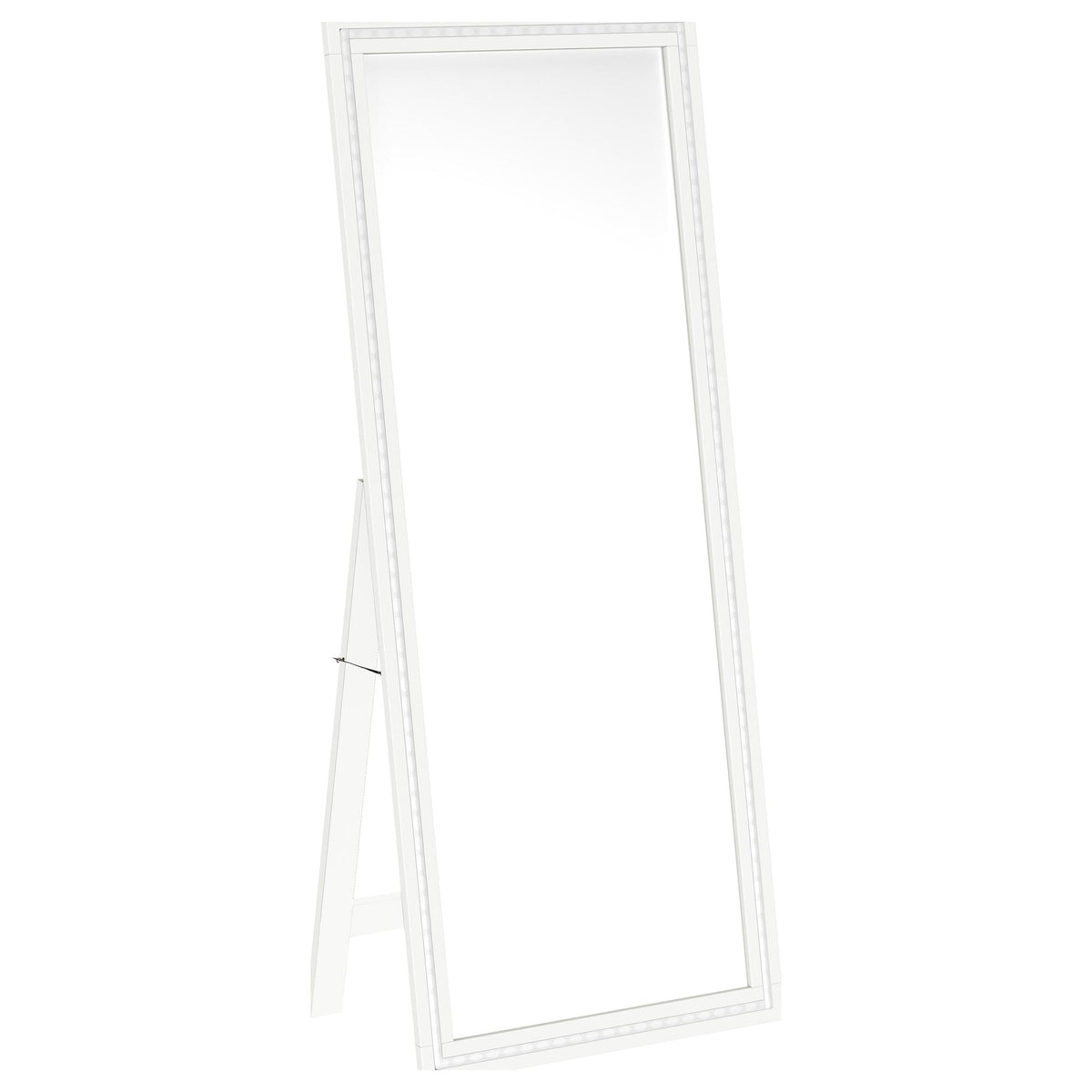 Coaster Home Furnishings Windrose Full Length Floor Standing Tempered Mirror With Led Lighting White