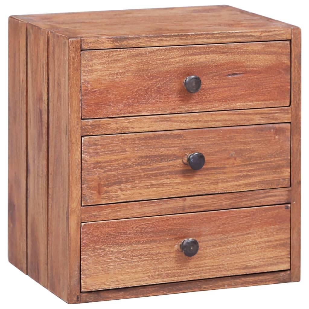 vidaXL Bedside Cabinet with 3 Drawers - Compact Solid Reclaimed Wood Nightstand Perfect for Bedroom Decor with Authentic Look and Rustic Charm