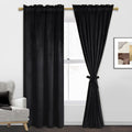 Jiuzhen Black Velvet Curtains Thermal Insualted Blackout Curtains 72 Inches Long Room Darkening Noise Reducing Drapes For Bedroo