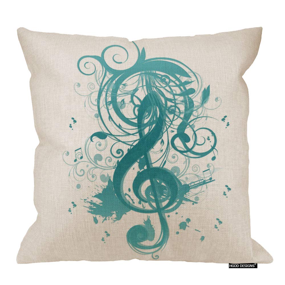 Hgod Designs Beautiful Cool Music Notes With Splatter Swirls Throw Pillow Case Cushion Cover Pillowcase 18 X 18 Inches