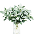 Tinsow Artificial Flocked Lambs Ear Leaves Dusty Miller Stems Flocked Oak Leaves Lambs Ear Leaf for Home Wedding DIY Floral Arr