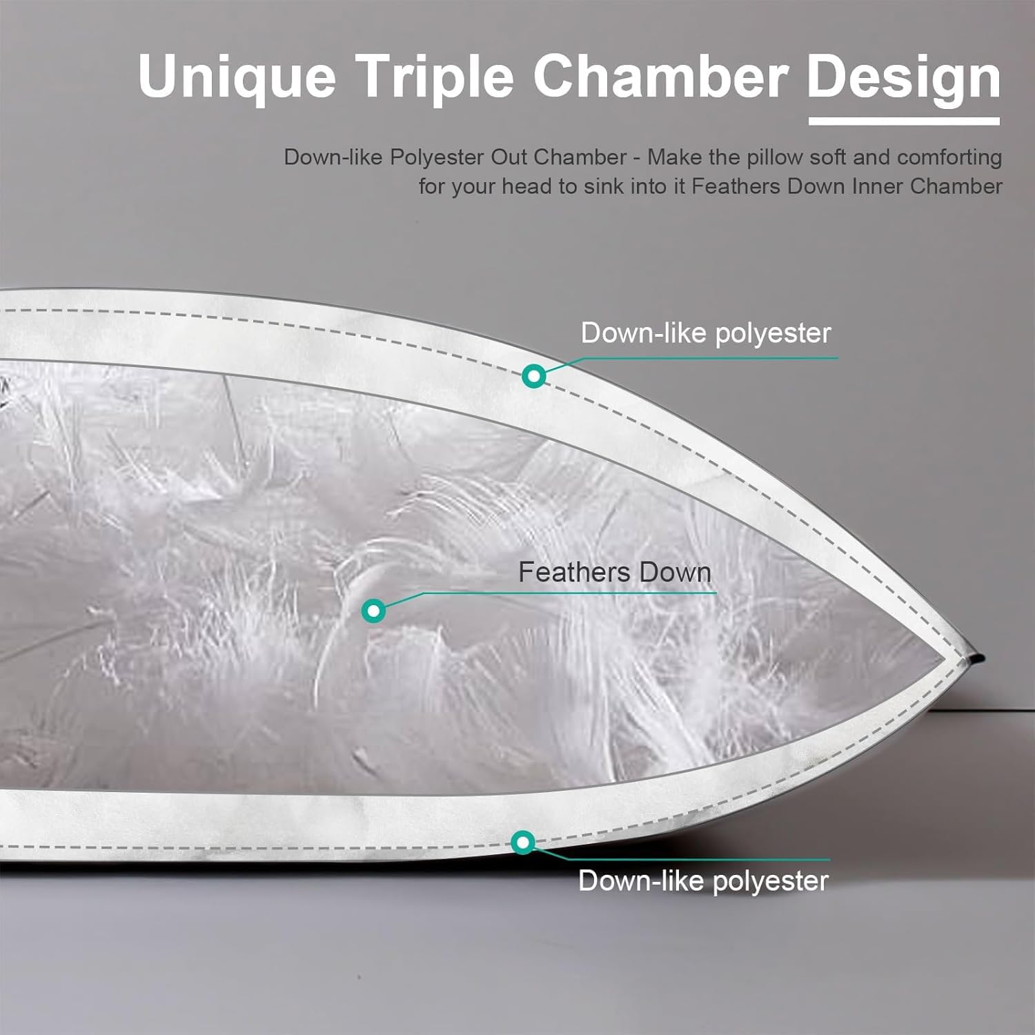 Apsmile Medium Firm Feather Down Pillows Queen Size Pack Of 1, Luxury Feather Pillow For Sleeping, 100% Organic Cotton Cover Hot