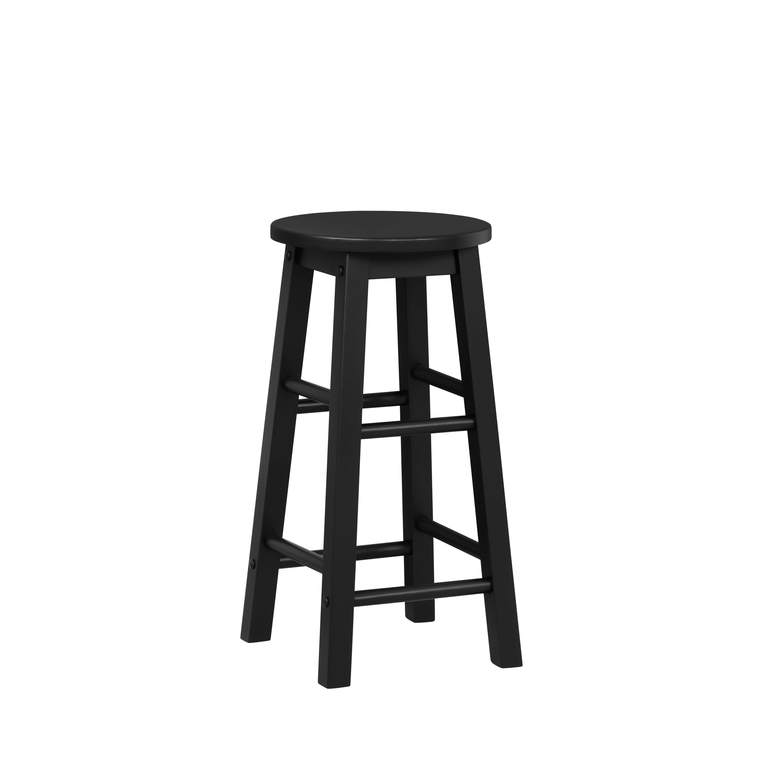 Linon Zeke Black Solid Wood Backless Round Counter Stool with 24 Inch Seat Height